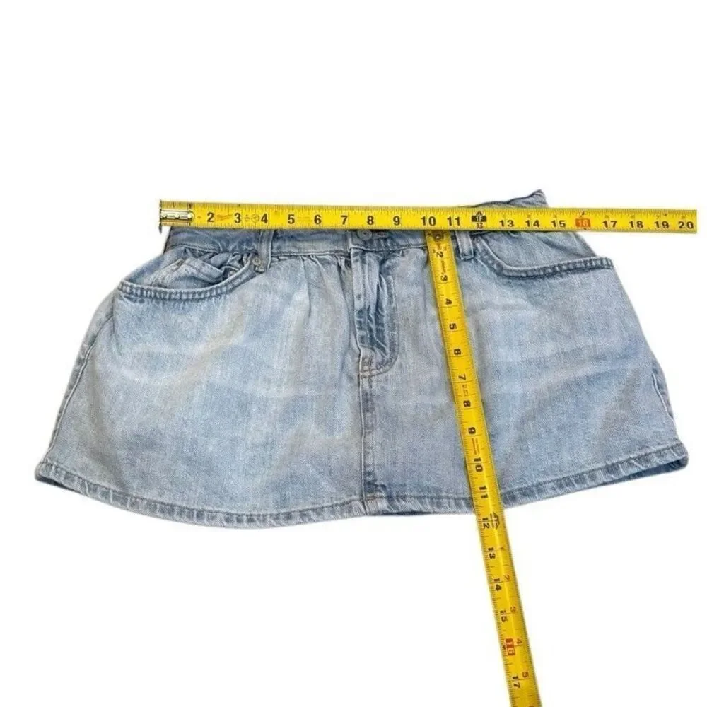 Free People We The Free Demi Denim Skort 28 Aura Blue Jean Mini Skirt Shorts